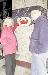 Tony Mazzarella with Congressmember Carolyn Maloney in 2011 in front of the Waterfront Crabhouse. 