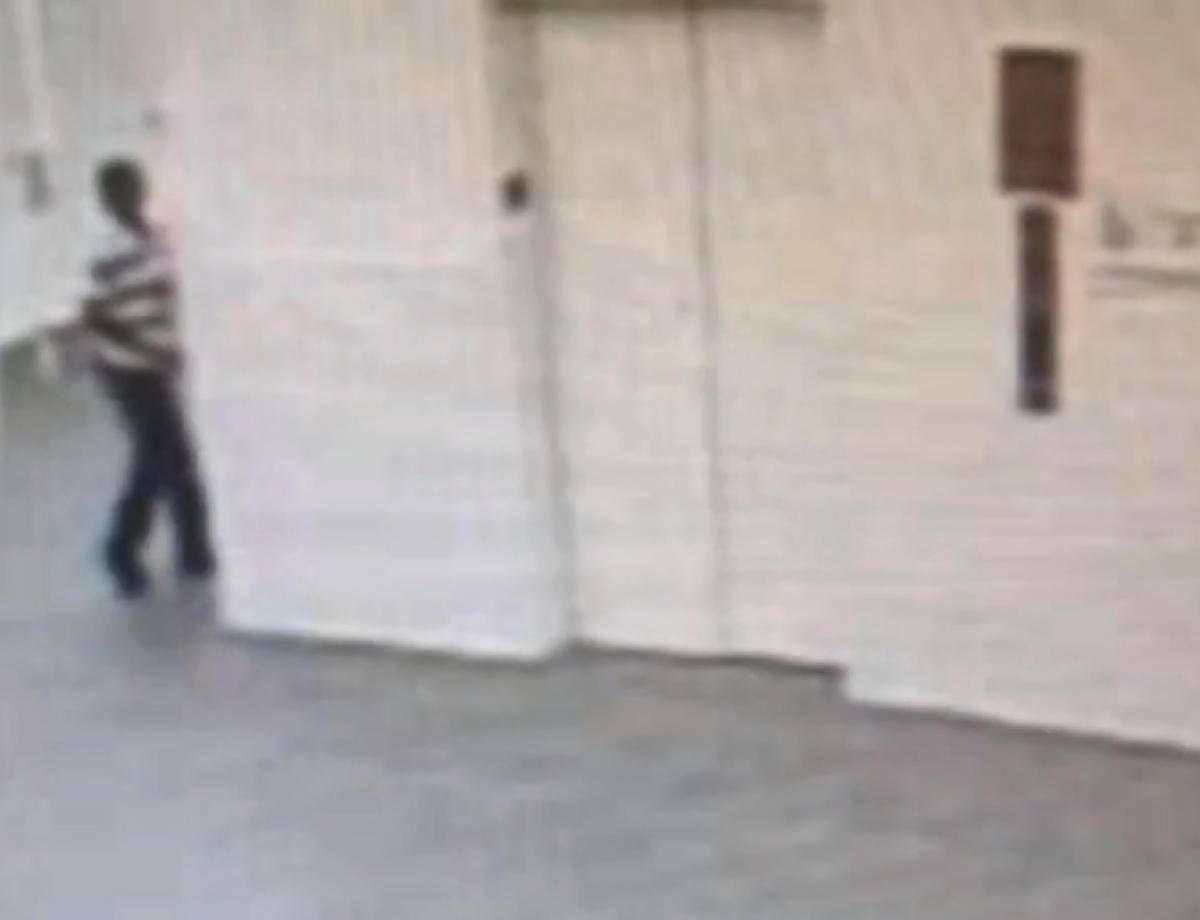 Still image from a security camera of the last known movements of Avonte Oquendo, seen here on October 4, 2013 as he runs towards an exit at his school on 51st Avenue in Queens.