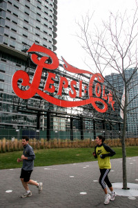 TF Cornerstone's residential towers rise behind the Pepsi-Cola sign. (Amanda Perez, The New York Observer.)