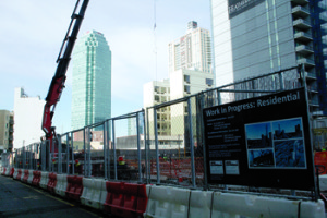 The construction site at 42-12 28th St. where Queens tallest residential building will rise. Photo by Jackie Strawbridge.