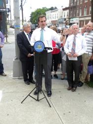 State Senator Michael Gianaris, Councilmember Jimmy Van Bramer joined by Dutch Kills residents and community leaders, including George Stamatiades, called on the city Department of Transportation (DOT) to demand traffic safety improvements for the area.Photo Jason D. Antos