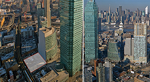 From left: Court Square development site and the surrounding area  