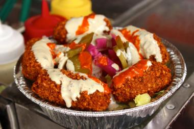  The menu at King of Falafel and Shawarma includes specially-spiced falafel served over basmati rice and salad. 